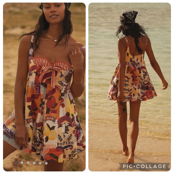 NWT new small Anthropologie Maeve layered bustier romper Italy lemon portofino - Picture 15 of 17